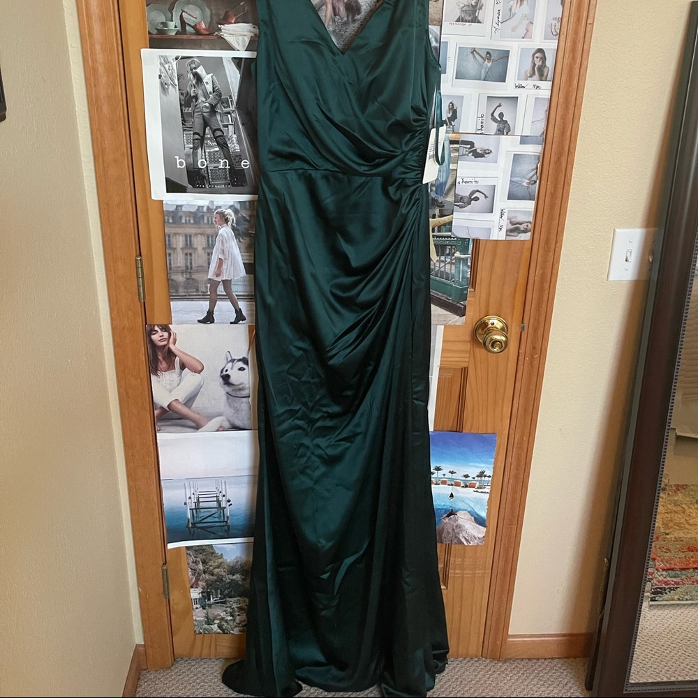 Revelry: Dawson Satin Emerald Tall Length Dress